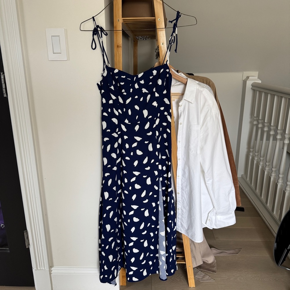 Few Moda Navy and White Patterned Women's Midi Dress